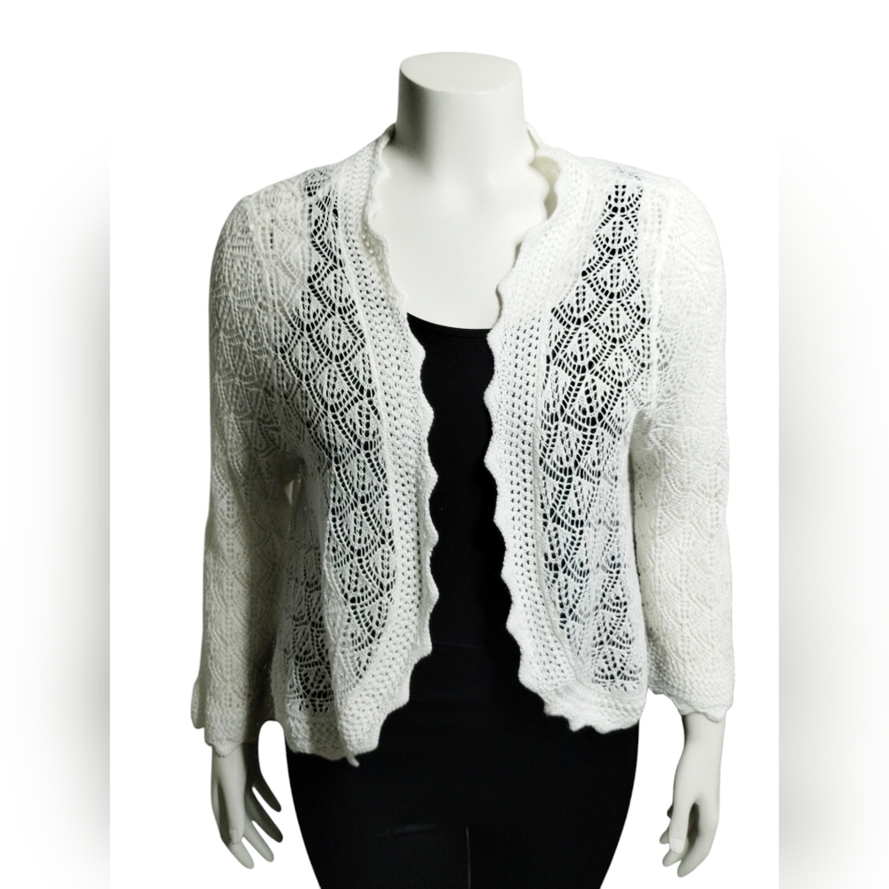 Roz & Ali Women's Creme Crochet Lace Feminine Delicate Dainty Cardigan XL